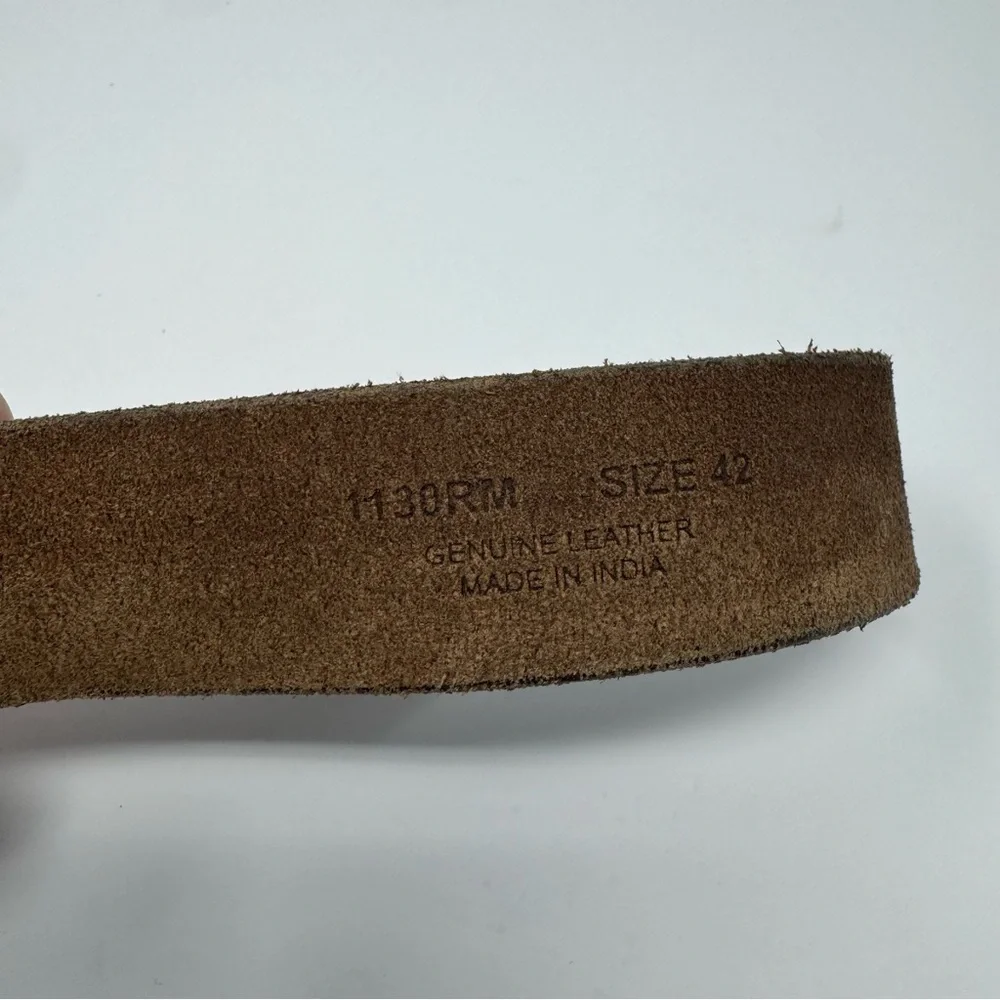 Remington 12 GA Shotgun Shell Dark Brown Leather Belt Brass Buckle Men’s‎ 42